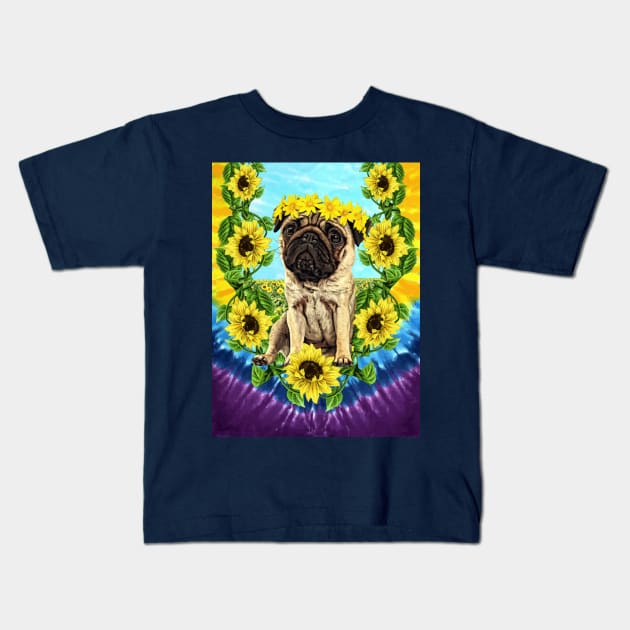 Flower pug Kids T-Shirt by darklordpug